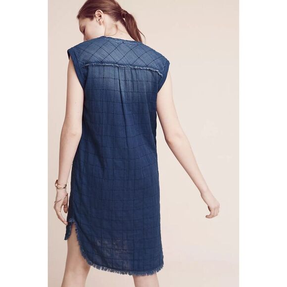 Anthropologie Cloth & Stone Frayed Chambray Tunic Dress XS - Picture 2 of 11